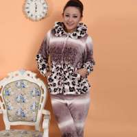 北极绒超柔软珊瑚绒豹纹印花睡衣家居服豹纹(185)FL1214