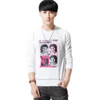 唐狮 男款圆领前胸印花撞边线衫11131104300510105(本白L)