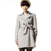 唐狮 女翻领风衣11012105430220404(银灰M)