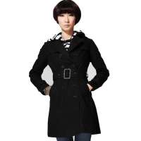 唐狮 女双排扣风衣11032105411290102(黑色XS)