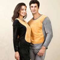 红豆黄金甲羊毛保暖内衣加厚加绒男/女士秋冬季情侣圆领套装浅麻灰(175/100)WN599