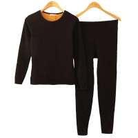 红豆黄金甲羊毛保暖内衣加厚加绒男/女士秋冬季情侣圆领套装黑色(160/85)wn598