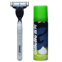 吉列锋速3经典刀架及须泡组合装