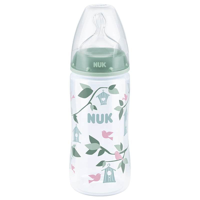 NUK300ml宽口PP彩色奶瓶(带成长型硅胶中圆孔奶嘴)