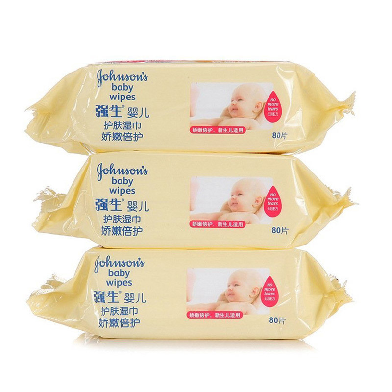强生婴儿娇嫩倍护湿巾无香型80片*3