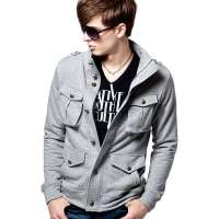 诠渡良品男装男士多口袋休闲卫衣82069(麻灰/L)