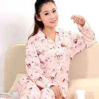 金丰田女士春秋长袖卡通睡衣套装粉色(XL)1648