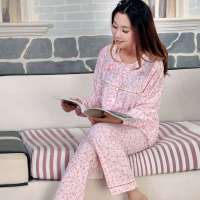 金丰田女士圆领清新碎花睡衣套装粉色(L)1721