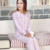 金丰田女士圆领清新碎花睡衣套装紫色(M)1721