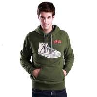 FUFM由你由我 男士全棉拉绒连帽套头个性卫衣M10WSW085橄榄绿L