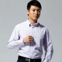 HODO红豆男士正装格子长袖衬衫HDECS2017(白底紫格38)