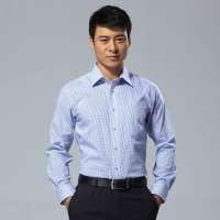 HODO红豆男士经典格纹长袖衬衫HDECW11077(蓝色格纹42)