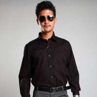 HODO红豆男士全棉碎花纹长袖衬衫HDHCA7592(黑色碎花40)