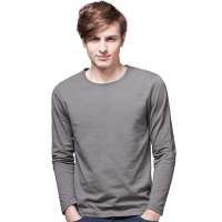 诠渡良品男装男士修身纯色圆领长袖T恤81990(深灰/L)