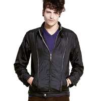 诠渡良品男装机车潮流立领夹克81406(黑色/M)