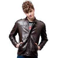 诠渡良品男装气质pu水洗皮衣82175(咖啡/L)