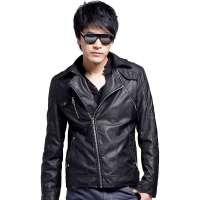 诠渡良品男装外套纳帕革水洗皮机车款PU皮衣TD226(黑色/XXL)