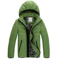 诠渡良品男装时尚休闲连帽修身短款棉衣82315(绿色/M)