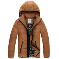 诠渡良品男装时尚休闲连帽修身短款棉衣82315(咖啡/XXL)