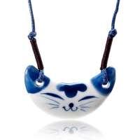 诺曼诺兰中国风青花瓷吊坠靚靚猫