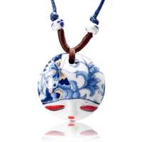 诺曼诺兰中国风青花瓷吊坠中国娃娃