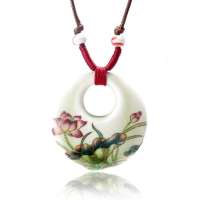 诺曼诺兰中国风青花瓷吊坠荷塘月色