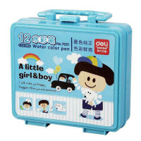 得力(deli)7051 12色塑盒装水彩笔 12支/盒