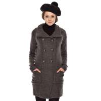 IDF依迪菲双排扣设计女式长款针织毛衣开衫FMK1411(暗珍珠/L)