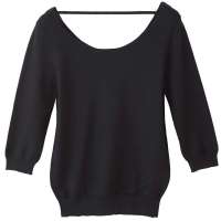 佐丹奴 女装 Ladies条纹提花织带领口线衣 02352022(02 BLACK 黑色/大码)