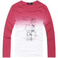 VaLS 男装复古拼色印花圆领T恤男韩版长袖T恤010200136（红色/L）