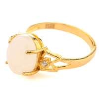 齐泉黄金999千足金和田玉戒指芙蓉