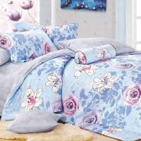 乐加全棉印花四件套月舞飞扬--蓝1.5米床
