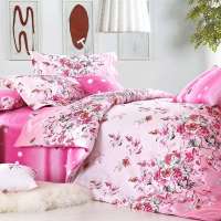 乐加全棉印花四件套花静月--粉1.5米床
