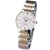 劳士顿纵驰系列石英钢带男表 白面间金 3059G