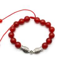 晶心依恋 天然红玛瑙小鱼手链10mm 手工编制