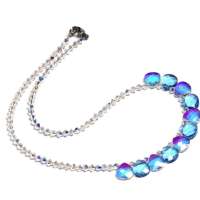 禾场尚腾 进口奢侈水晶项链 心心知我心(蓝+白色)