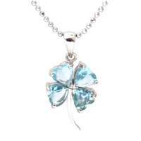 禾场尚腾 925银镶嵌宝石吊坠-蓝色四叶草