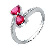 Fedora斐达罗 天然石榴石戒指 心相连宝石戒指