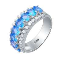 Fedora斐达罗 天然托帕石戒指 925银群镶托帕石戒指