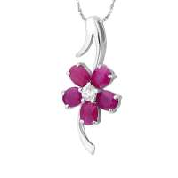 Fedora斐达罗 天然红宝石吊坠 韩版可爱花朵女款项链