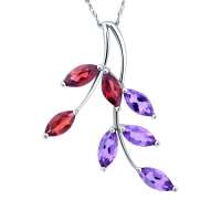 Fedora斐达罗 天然彩宝石项链 石榴石紫水晶吊坠