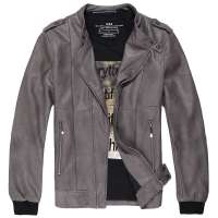 VaLS男装新款外套男士机车夹克男潮流外套PU皮衣韩版修身050100019(灰色/M)