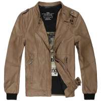 VaLS男装新款外套男士机车夹克男潮流外套PU皮衣韩版修身050100019(棕色/L)