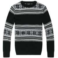 VaLS男装新品提花套头圆领毛衫男韩版潮牌毛衣男薄外060100018(黑色/XXL)