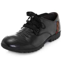 皮尔世绅褶皱打蜡牛皮系带平跟男鞋单鞋A726664,黑色,39码