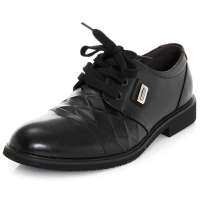 皮尔世绅菱形打蜡牛皮系带平跟男鞋单鞋A726668,黑色,40码