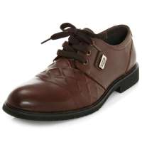 皮尔世绅菱形打蜡牛皮系带平跟男鞋单鞋A726668,棕色,43码