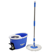 奕宝蓝色四驱海盗船不锈钢篮旋转拖把