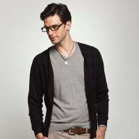 HODO红豆男士V领羊毛针织衫HDDMB3M011(黑色110)