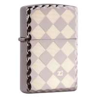 ZIPPO打火机SC0799 黑冰方格-4 黑冰蚀刻镀金凿边工艺